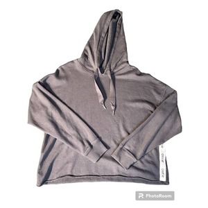 Aerie Grey and White Womens Hoodie Pullover Sweatshirt L EUC